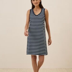 Pact Women's Softspun A-Line Tank Dress - Monterey Stripe- L
